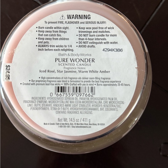 Bath & Body Works Pure Wonder Candle - Silver and White - Picture 3 of 3
